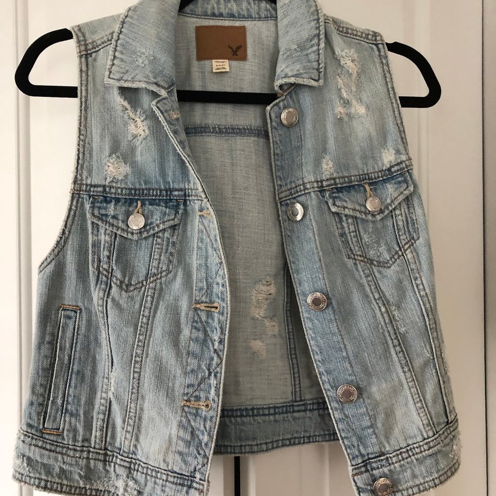 Distressed Jean Vest